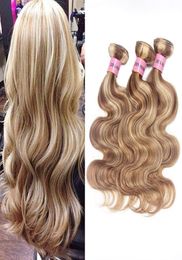 NamiBeauty Piano Colour 8613 Brazilian Virign Hiar Weft Body Wave 3 Bundles Highlight Ombre Remy Hair Weaves79964216813146