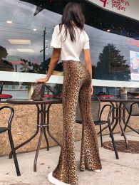 Capris high waist leopard print flare leggings 2023 autumn winter women fashion sexy bodycon trousers club pants