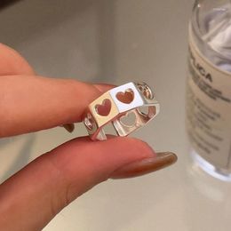 Cluster Rings Korean Version Of Heavy Industry Love Hollow Out Ring For Women's Inns Simple And Versatile Advanced Sense Index Finger