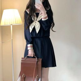 Suits Jk Uniform Basic Navy Blue College Style School Water Supply Suit Dresses for Women 2023