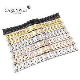 CARLYWET 20 21mm Whole Silver Gold Rose Gold Black 316L Solid Stainless Steel Watch Band Belt Strap Bracelets For228b