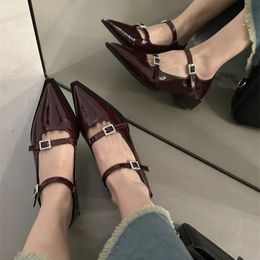 Spring Brand Women Sliver Dress Pumps Shoes Fashion Pointed Toe Shallow Mary Jane Shoes Thin High Heel Dress Pumps S 240228