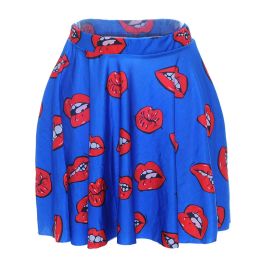 Dresses New Summer Sexy Girl Heart Red Lip Printed Cheering Squad Tutu Skater Women Mini Pleated Skirt