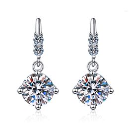 Plated Moissanite Stud Earrings 925 Sterling Silver Four Claws 1 Carat Vvs Gold Trendy Jewellery