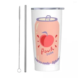 Tumblers Sweet Pink Peach Stainless Steel Tumbler Lovely Travel Car Mugs Large Thermal Mug Insulated Cold And Milk Tea Water Bottle