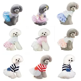 Dog Apparel 2pcs Dress Fashion Stripe Clothes Puppy Skirt Vest Pet For Small Dogs In Wedding Holiday Spring Summer Dresses