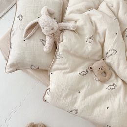 Baby Boys Girls Bedding Set Bunny Bear Muslin Cotton Toddler Crib Bedding Kit Duvet Cover Sheet Pillowcase Without Filler 240229