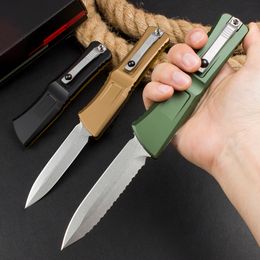 H3402 High End AUTO Tactical Knife D2 Stone Wash Blade CNC Aviation Aluminum with PEI Handle Outdoor EDC Pocket Knives with Nylon Bag