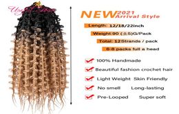 Butterfly box hair extensions Natural colored Ombre Gold Messy 18inch 3x box Faux Locs Bohemian Curly Synthetic Crochet Braids Hai8455737