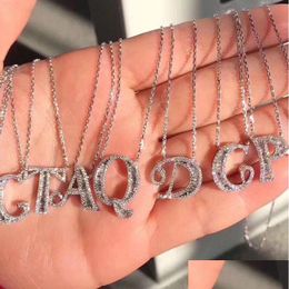 Pendant Necklaces Choucong 26 English Letters Pendant Luxury Jewellery 925 Sterling Sier Pave White Topaz Cz Diamond Infinite Gem Weddin Dhb9I