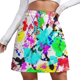 skirt Watercolor splatter effect, neon colors Mini Skirt Woman short skirt kawaii clothes 90s vintage clothes skirts for women