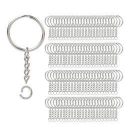 200Pcs Split Key Chain Rings with Chain Silver Key Ring and Open Jump Rings Bulk for Crafts DIY 1 Inch 25mm211v