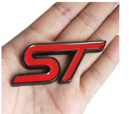 Metal Red Blue ST Front adhesive Sticker Car Head Grill Emblem Badge Chrome Sticker for FORD FIESTA FOCUS MONDEO Auto Car Styling