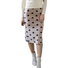 Skirt Autumn Winter Ladies Elastic Sexy Women Skirts Warm Soft Bodycon Knitted Straight Skirt Women Polka Dot Midi Pencil Skirt Female