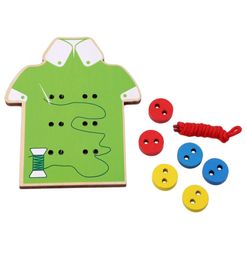 Kids Puzzles Wooden Toys Montessori Educational Toys Children Beads Lacing Board Sew On Buttons Toddler Early Teaching Aids63470562444788