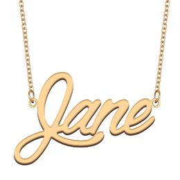 Jane name necklaces pendant Custom Personalised for women girls children best friends Mothers Gifts 18k gold plated Stainless steel