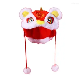 Cat Costumes Festive Pet Lion Hat Adjustable Neckstrap Dog Cap Puppy Chinese Costume Winter Warm Kitten Po Headgear