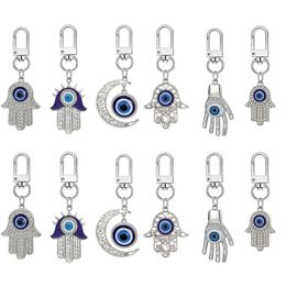 Lucky Blue Evil Eye Plam Hand shape keychain Key Rings Pendant Keychain Keyring Charms Gift