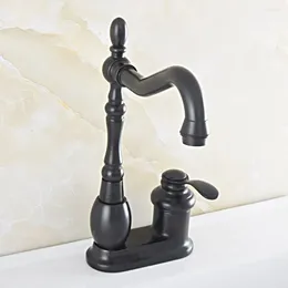 Bathroom Sink Faucets Oil Rubbed Bronze Deck Mounted Single Handle 2 Hole Faucet Kitchen Swivel And Cold Mixer Taps Nsf831