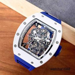 Diamond Watch Designer Wristwatch RM Wrist Watch Rm055 Automatic Mechanical Watch Rm055 White Ceramic Japan Limited Edition Fashion Leisure Business Chronograph