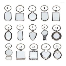 Keychains 15 Shapes Sublimation Transfer Paper Blanks DIY Metal Round Key Rings Heat Press Po Custom Jewellery Making Smal22318g