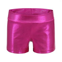 Stage Wear Kids Girls Dance Shorts Bright Metallic Shiny Body Ballet Gymnastics Leotard Dancewear Practise Athletic Activewear