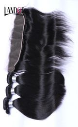 Brazilian Straight Virgin Hair Weaves 3 Bundles With 13x4 Ear to Ear Lace Frontal Closure Peruvian Indian Malaysian Remy Human Hai3348063