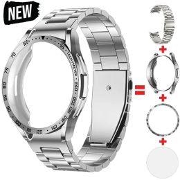 Samsung Galaxy Watch 6 Classic 43mm 47mm Metal Stainless Steel Band+TPU Case+Border Protection Film+Four in One Protection Kit