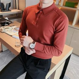 Men Spring High Quality Casual Knitting Polo Shirts/Male Slim Fit Fashion Long Sleeve Polo Shirts Tops Plus Size S-3XL240305