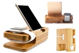 Universal Bamboo Mobile Phone Holder Charging Dock Stand Station Bamboo Base Charger Holder DHL 8402680