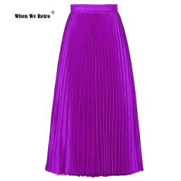 skirt Y2K Fashion High Waist Satin Pleated Skirt Spring and Summer Women Long White Red Black Skirts Jupes Allmatch Faldas SS0036