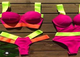 Sexy Patchwork Bikini Women Swimsuit Push Up Brazilian Swimwear Bathing Suit Female Biquini Neon BeachWear Swimming Thong 2103231501521