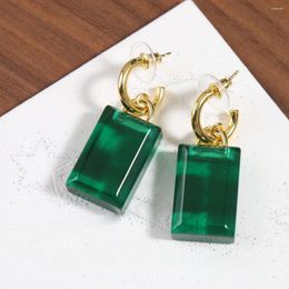 Stud Earrings 2024 Brand Vintage Earring For Women Luxury Jewellery Fashion Designer Acrylic Rectangle Eardrop Lady Party
