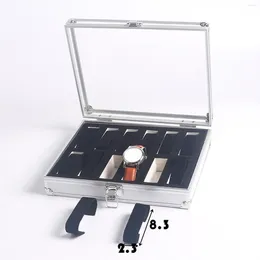 Watch Boxes 12 Girds Box With Lid Lockable Dustproof Collection Display Gift Storage For Shop Table Home Office