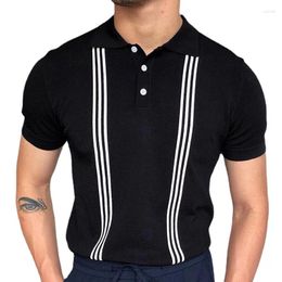 Men's T Shirts 2024 Summer Striped Casual Thin T-Shirt Black Short Sleeved Slim Fitting POLO Shirt