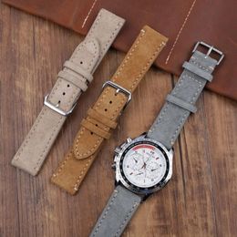 Watch Bands Vintage Suede Strap 18mm 20mm 22mm 24mm Handmade Leather Watchband Replacement Tan Grey Beige Colour For Men Women Watc178t