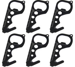 6PCS QingGear Black Seat Belt Cutter Bottle Opener Screw Driver Wrench Scale Rescue Hook Emergency Tool Pocket Tool EDC9411465