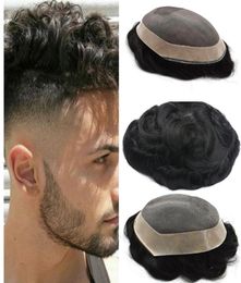 Fine Mono Mens Toupee Mono With Pu around Human Hair Wigs Indian Remy Hair Hairpiece Replacement Systems Toupee for Men7855080