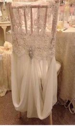 Link For Chair Cover Romantic Beautiful Cheap Chiffon Lace Real Picture Chair Sashes Colourful Wedding Supplies A018553219