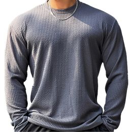 Autumn Winter Casual T-shirt Men Long Sleeves Solid Shirt Gym Fitness Bodybuilding Tees Tops Male Fashion Slim Stripes Clothing 240228