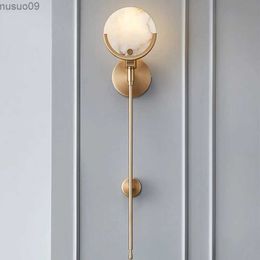 Wall Lamp Modern Gold Marble Wall Lamp For Living Room Bedroom Hotel Minimalist Bedside Lamp LED Home Indoor Light Fixtures