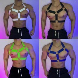 Stage Wear Fluorescent Color Pu Leather Chest Strap For Male Nightclub Gogo Dancer Clothes Sexy Muscle Man Pole Dance Costume