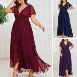 Dress Soft Beautiful Plus Size Summer Party Dress Double Layers Lady Maxi Dress Solid Colour Lady Garment