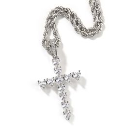 Hip Hop Fashion Charm Heart Shape Zircon Cross Pendant Necklace Crystal Jewellery 18k Real Gold Plated Women Men Religion Jewellery