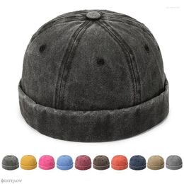 Berets Vintage Dome Hat Cotton Brimless Skullies Cap Solid Trend Beanie Unisex Docker Winter Bonnet Beanies Hip Hop Hats