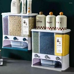 Storage Bottles Transparent Sealed Box Grains Food Tank Wall-Mounted Moisture-Proof Rice Barrels Bean Dispenser