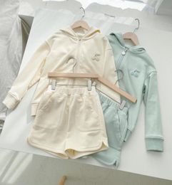 Children039s tracksuit Kids Girls zipper jacket with shorts 2pcsets cotton casual sportwear clothes7177832