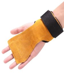 Wrist Support 1pcs Cycling Weight Lifting Gloves Hand Grip Cowhide Crossfit Gym Fitness Guard Palm Protectors Guards Pad Strap Pul3058508