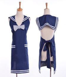 1pc Sexy Women Japanese Navy Sailor Collar Apron Korean Fashion Princess Maid Apron Dress High Quality1146949