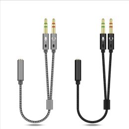 2 in 1 Aux Audio Splitter Cables Jack Stereo Audio Female to 2 male Headset Mic Y Connectors Cables Adapter ZZ